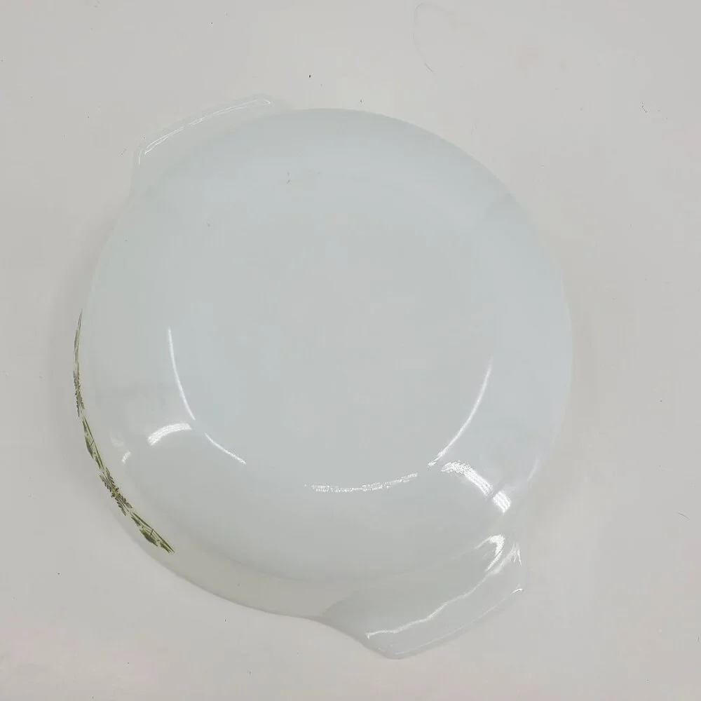 Vintage Anchor Hocking Co Meadow Green‎ Print 2 Circle Casserole Dishes
